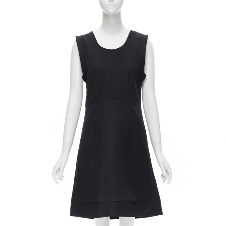 MARNI navy blue crinkled scoop neck boxy dress IT42 S
