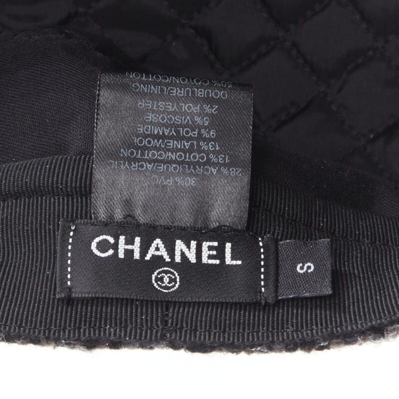 CHANEL 18A Parus Hamburg Runway grey tweed red braid black patent sailor hat S