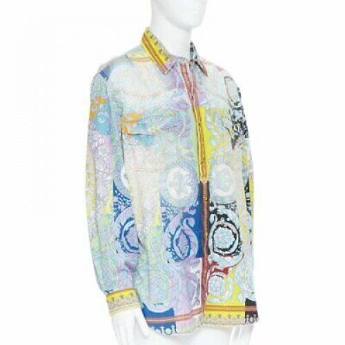 Runway VERSACE 2019 Techno Baroque distressed Medusa oversized shirt EU38 S