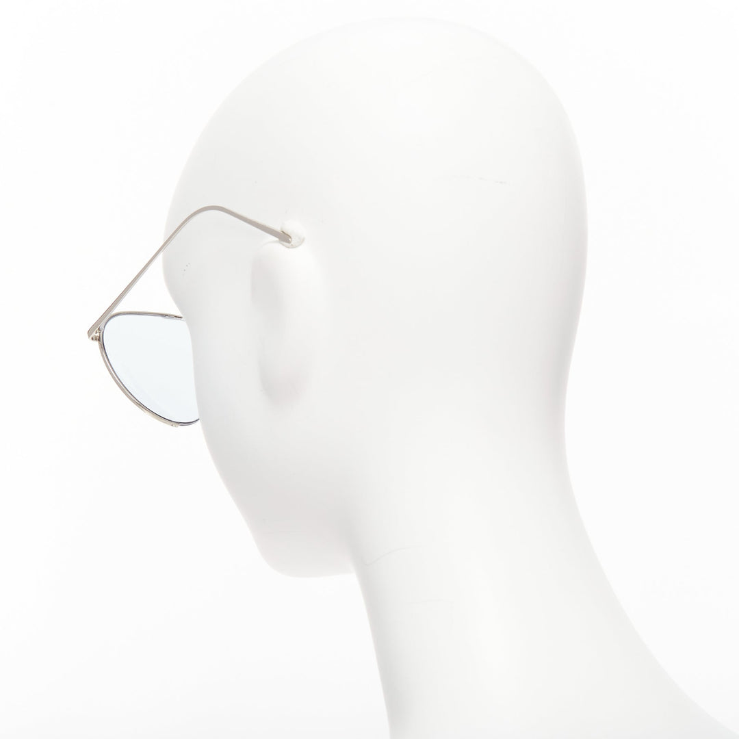 LINDA FARROW LFL624/6 blue lens silver cut out aviator sunglasses