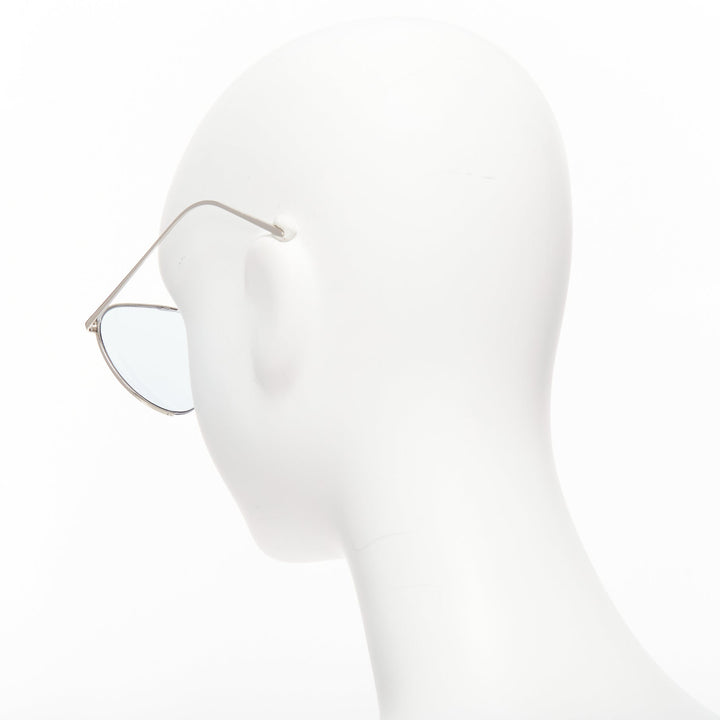 LINDA FARROW LFL624/6 blue lens silver cut out aviator sunglasses