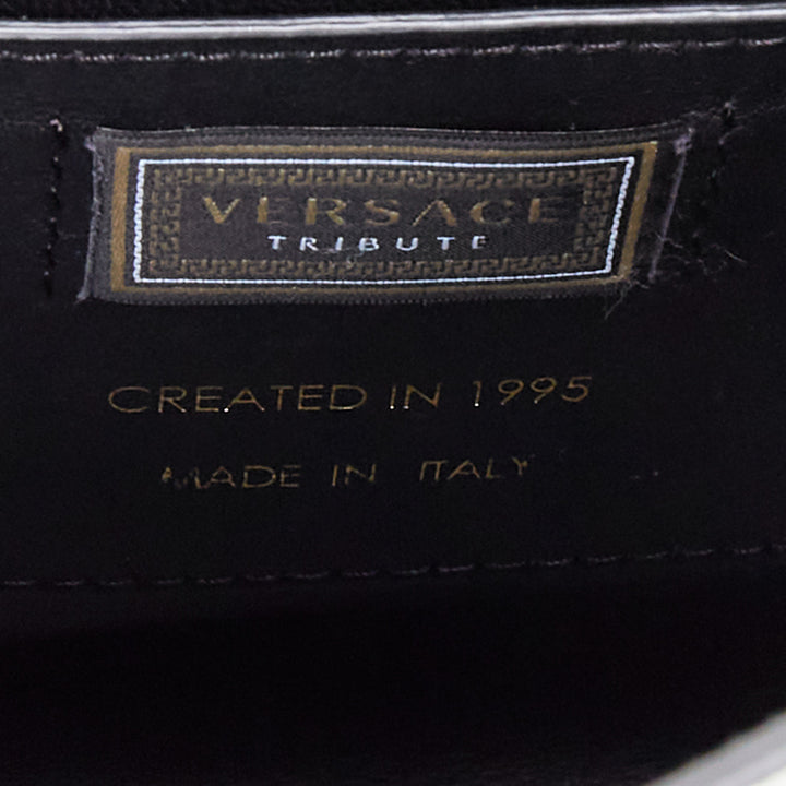 VERSACE Tribute Icon black gold Barocco calfskin Medusa crossbody satchel bag