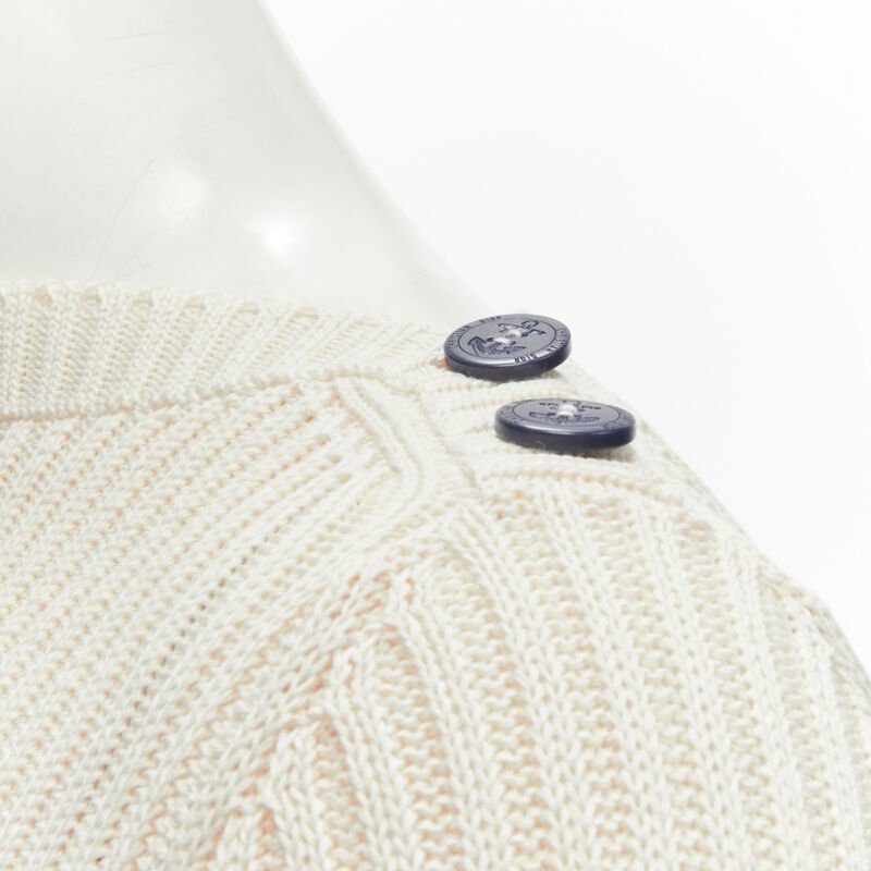 CHRISTIAN DIOR 2022 Mariniere blue nautical sailor stripe logo ribbed top FR34