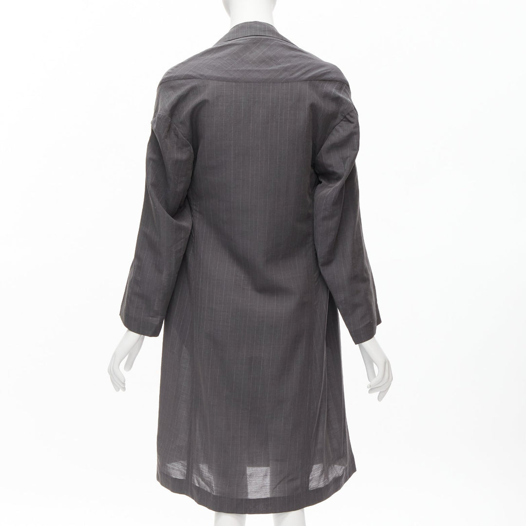 YOHJI YAMAMOTO grey notched peak lapel A-line wide cut coat JP1 S