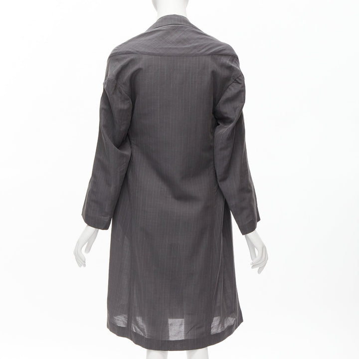 YOHJI YAMAMOTO grey notched peak lapel A-line wide cut coat JP1 S