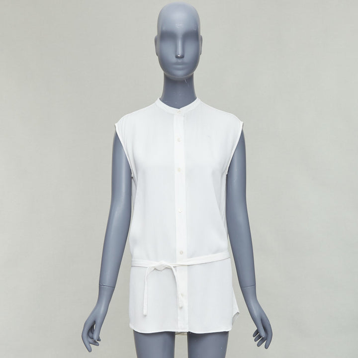 HELMUT LANG white tie front deconstructed backless vest top S