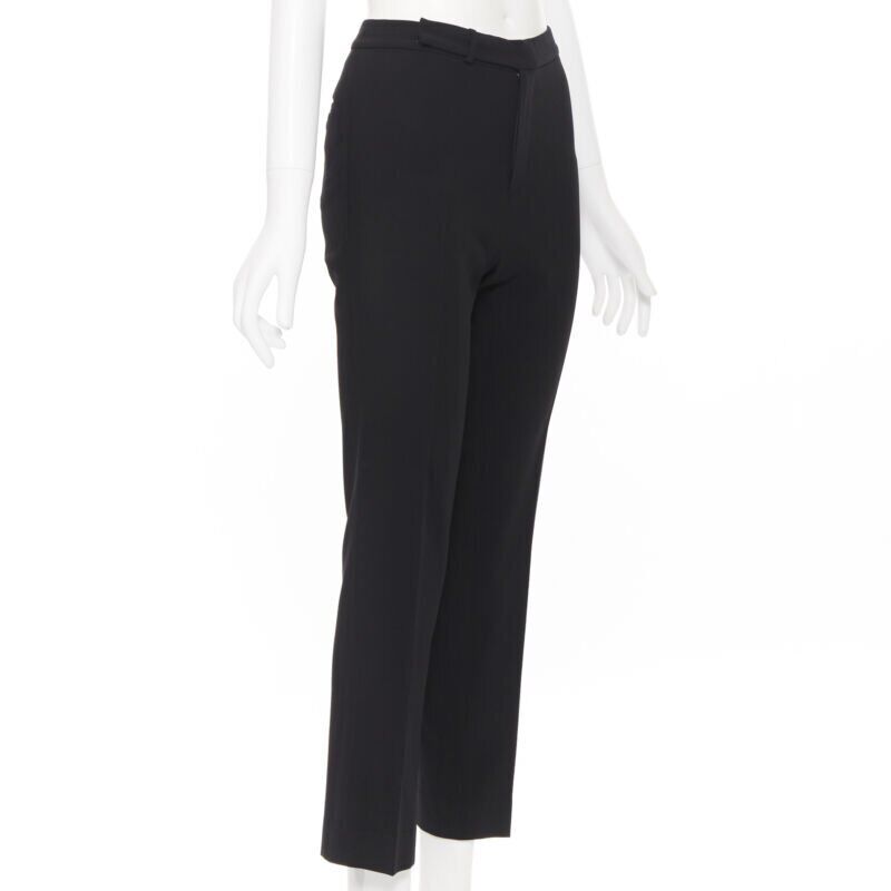 RALPH LAUREN wool black slim leg concealed fky work trousers pants US2 26"