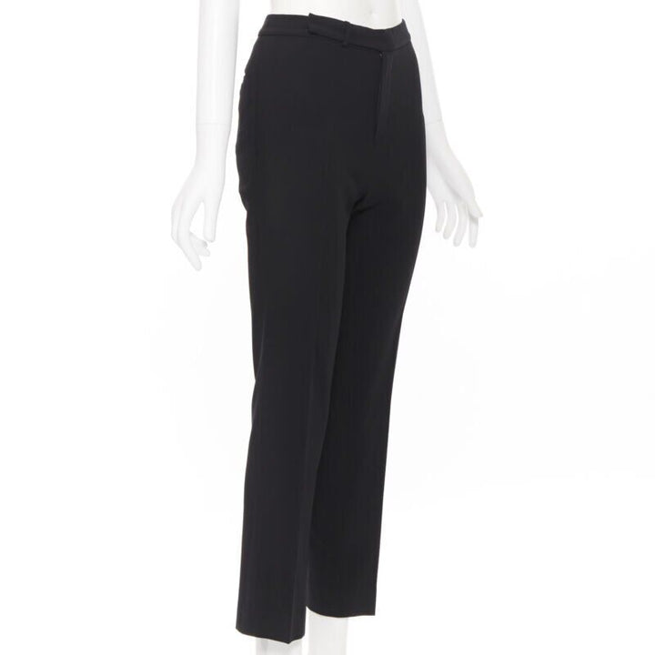 RALPH LAUREN wool black slim leg concealed fky work trousers pants US2 26"