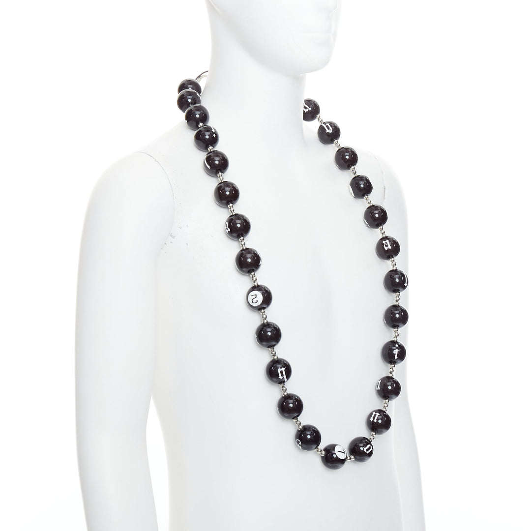 rare JOHN GALLIANO black white gothic logo number lucky ball necklace