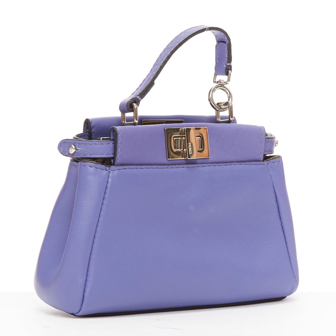 FENDI Micro Peekaboo purple leather turnlock mini crossbody satchel bag
