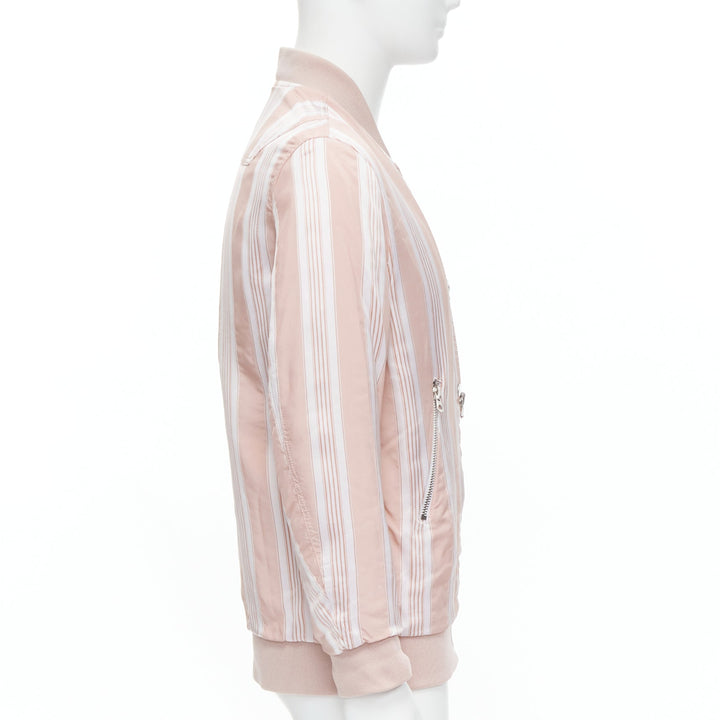 ACNE STUDIOS Varden 2016 pink white striped padded bomber jacket FR34 XS