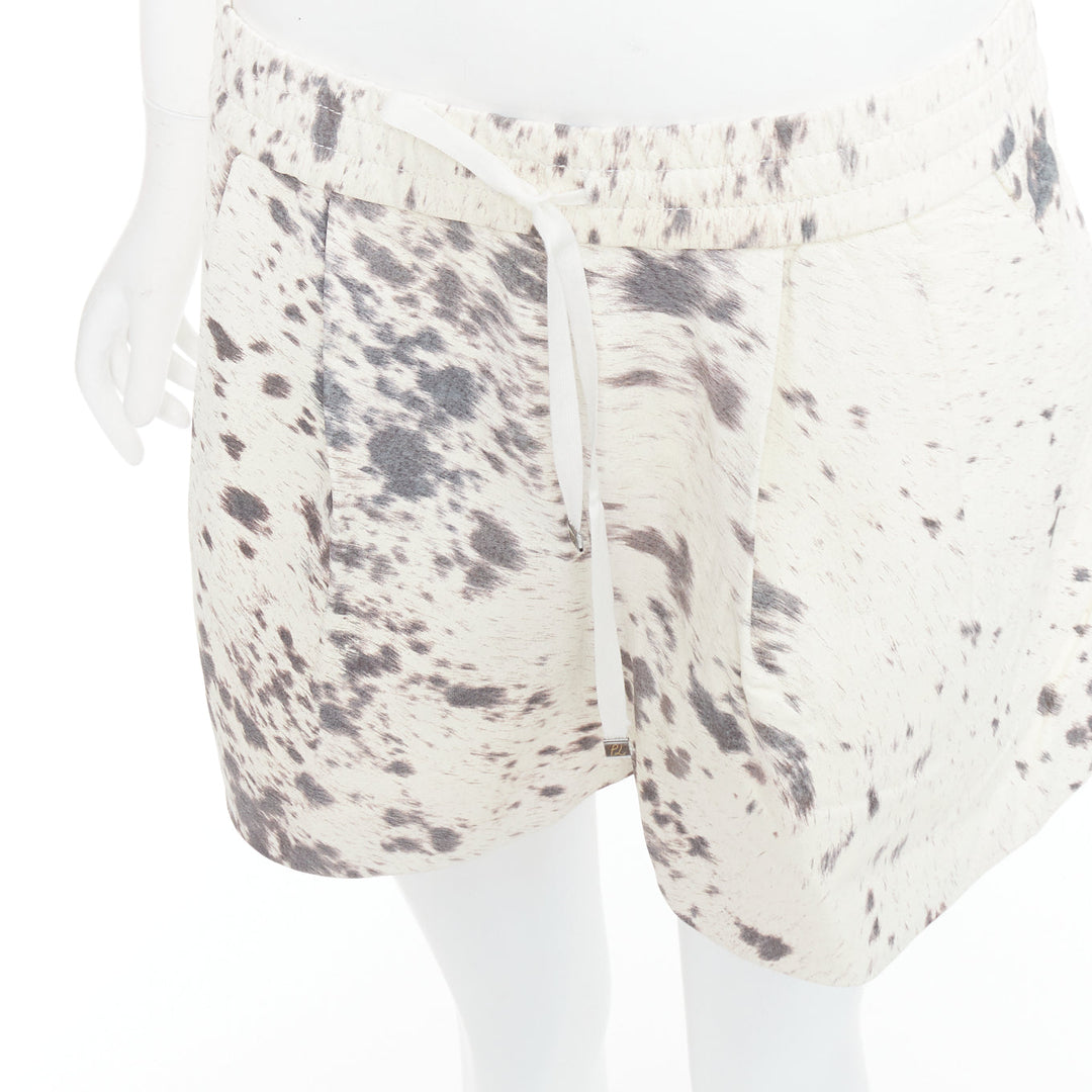 3.1 PHILLIP LIM cream pig leather cow print silk lined shorts US2 S