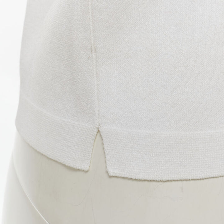 LOUIS VUITTON white viscose polyester lace knit collar sleeveless vest S