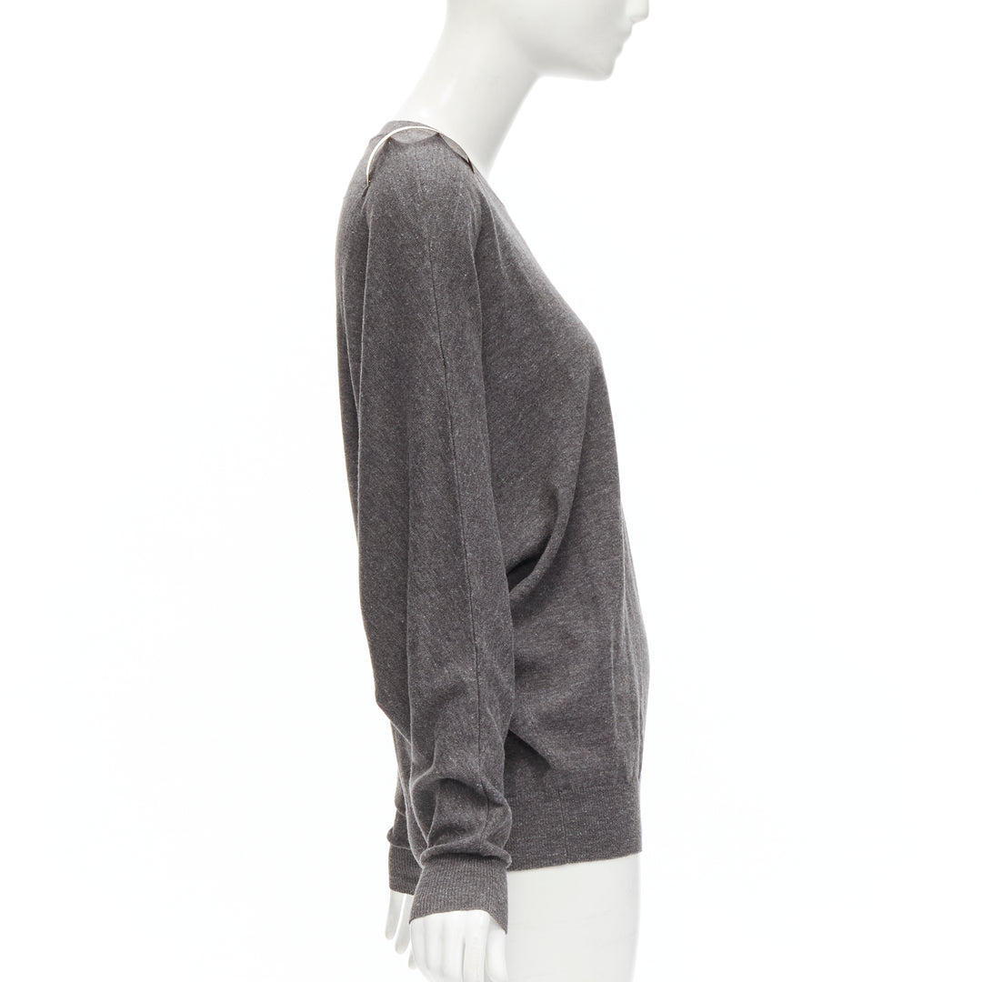 GIVENCHY Riccardo Tisci gold metal shoulder bar cuff grey wool alpaca sweater S