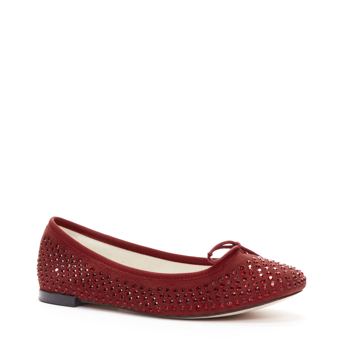 REPETTO 60 Anniversary Limited Edition red crystal suede ballet flats EU37