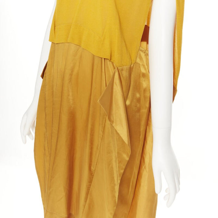 TOGA ARCHIVES mustard yellow knit polo draped skirt boxy casual dress JP1 M