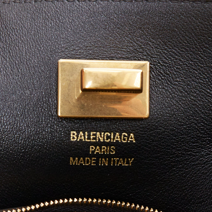 BALENCIAGA Demna Bel Air Small black leather gold hardware multi pocket bag
