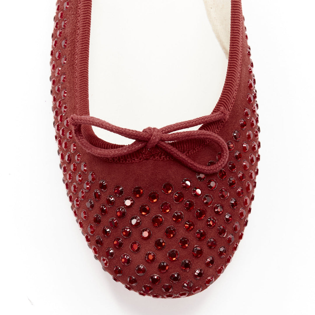 REPETTO 60 Anniversary Limited Edition red crystal suede ballet flats EU37