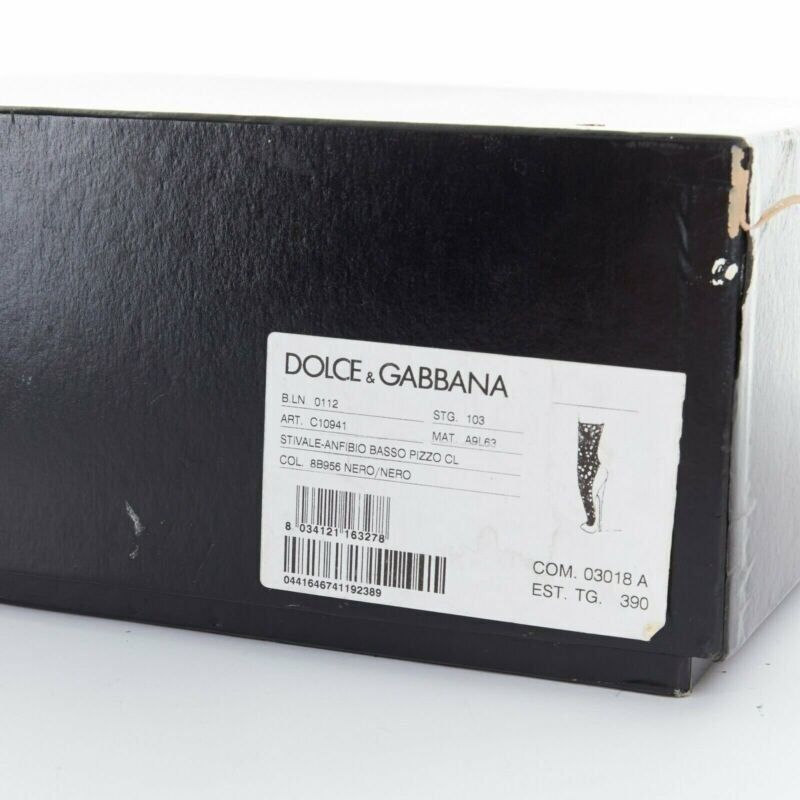 DOLCE GABBANA black floral lace mesh sock suede pump design short bootie EU39