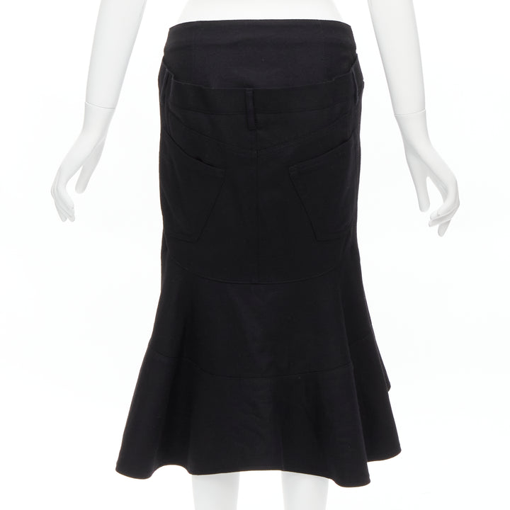 JUNYA WATANABE 2013 black studded pocket polka dot deconstructed flare skirt S
