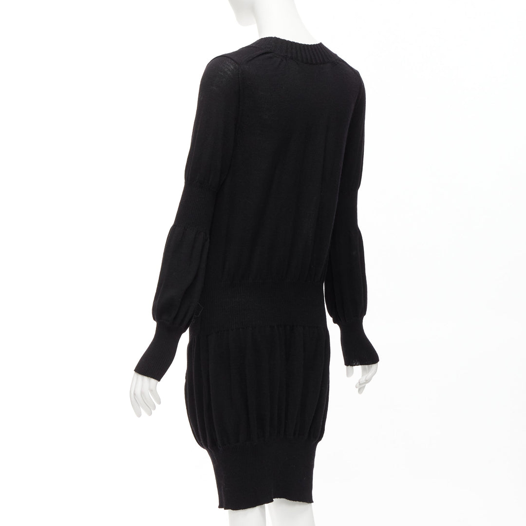 JUNYA WATANABE 2006 black wool low cut long button up cardigan sweater S