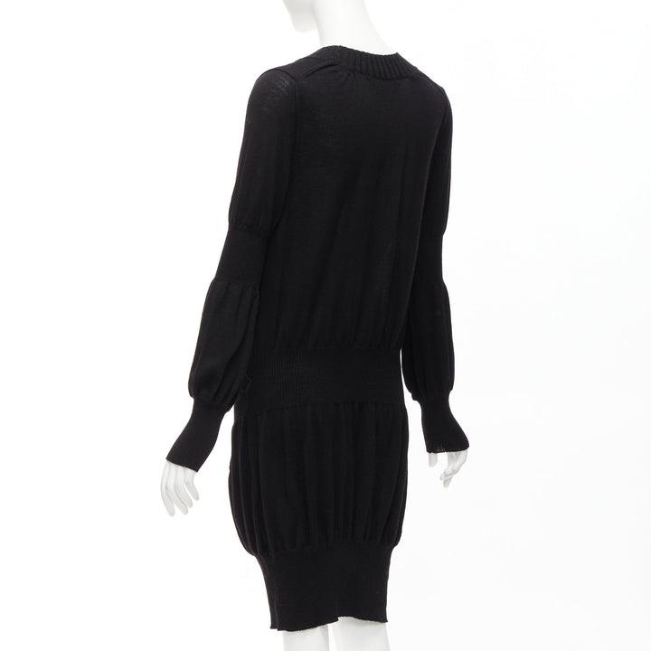 JUNYA WATANABE 2006 black wool low cut long button up cardigan sweater S