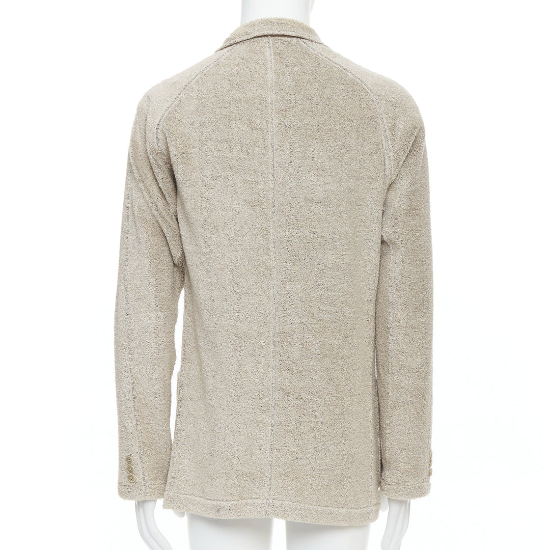 YOHJI YAMAMOTO Costume D'Homme beige linen blend jersey blazer JP3 L