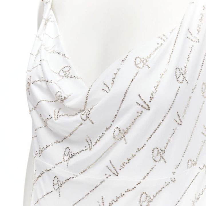 Runway VERSACE Gianni Signature white silver crystal Medusa dress IT44 L