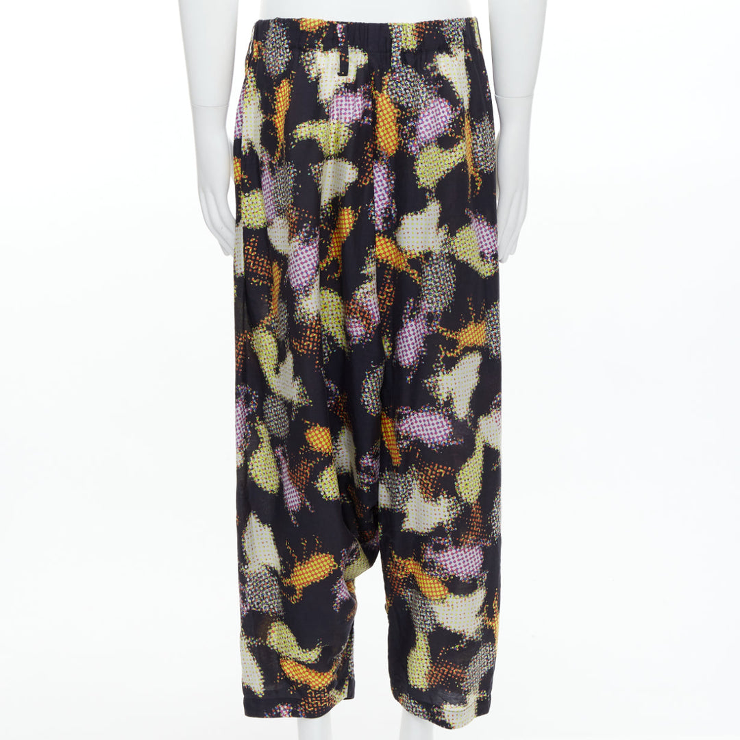 ISSEY MIYAKE MEN multicolour abstract print asymmetric harem pants