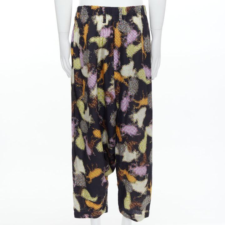 ISSEY MIYAKE MEN multicolour abstract print asymmetric harem pants
