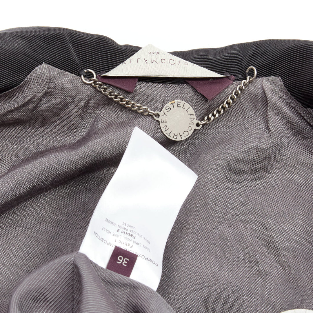 STELLA MCCARTNEY grey wool triple layer shawl pocketed fitted blazer IT36 XXS