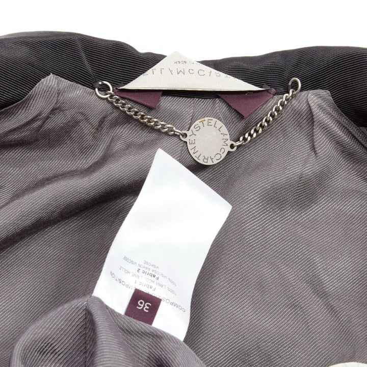 STELLA MCCARTNEY grey wool triple layer shawl pocketed fitted blazer IT36 XXS