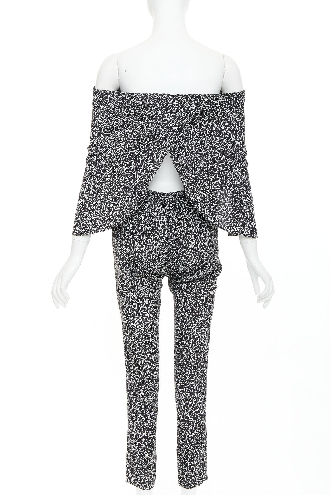 DEREK LAM 10 CROSBY black white silk blend geometric strapless jumpsuit US0 XS