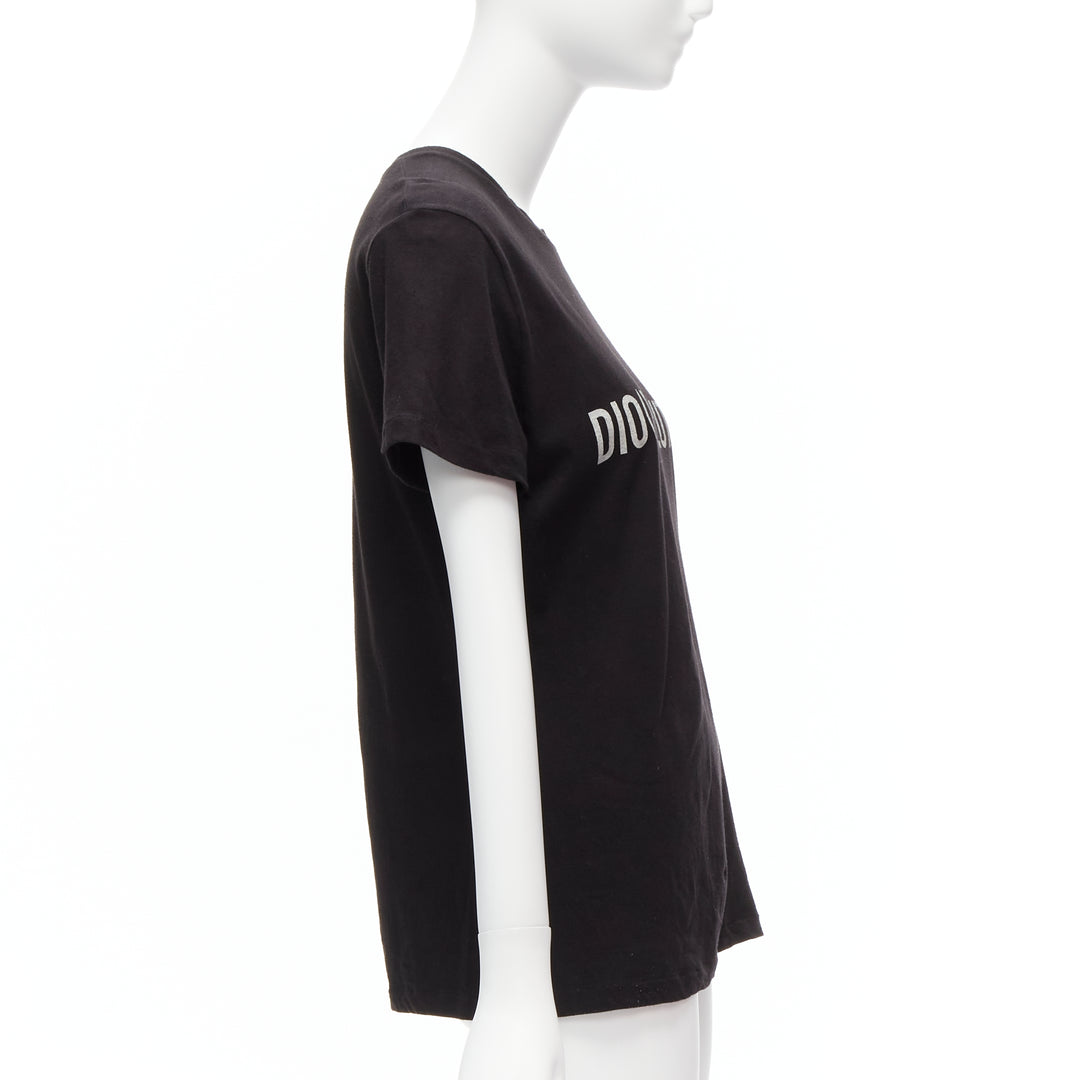 CHRISTIAN DIOR Diorevolution black cotton linen logo print tshirt M