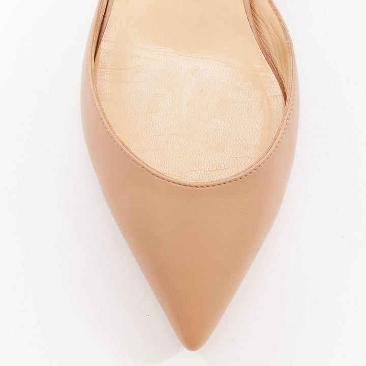CHRISTIAN LOUBOUTIN Suzanna D'Orsay nude leather strappy flats EU37