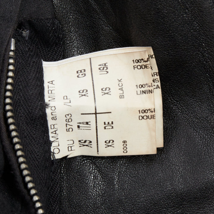 RICK OWENS black lambskin leather Olmar Mirta zip motorcycle jacket XS