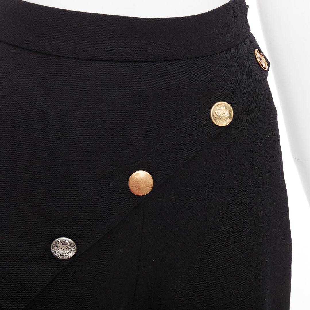 ALEXANDER MCQUEEN 2021 black gold multi buttons asymmetric panel shorts IT36 XXS