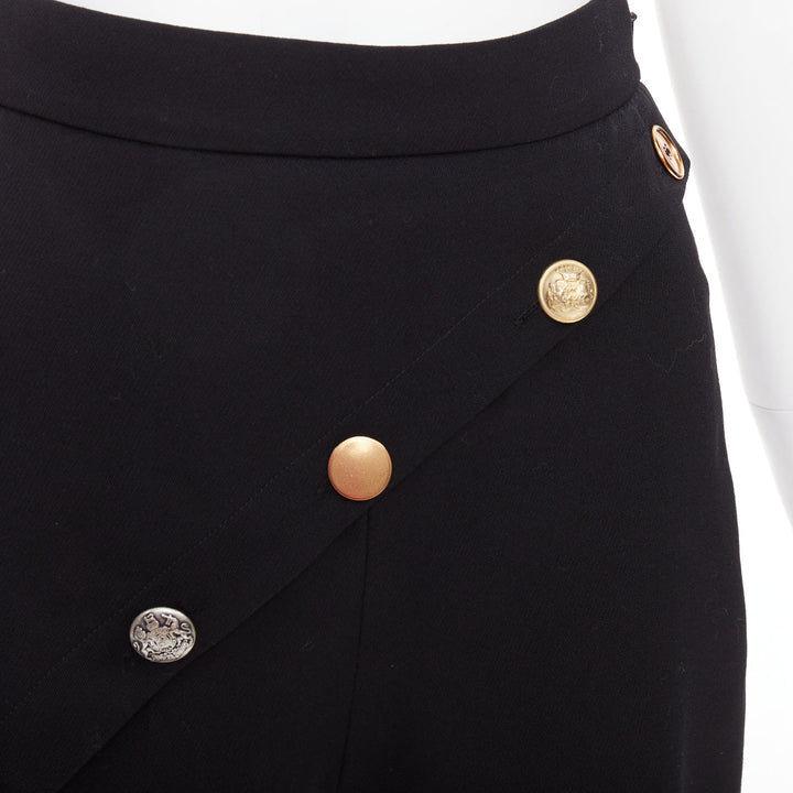 ALEXANDER MCQUEEN 2021 black gold multi buttons asymmetric panel shorts IT36 XXS