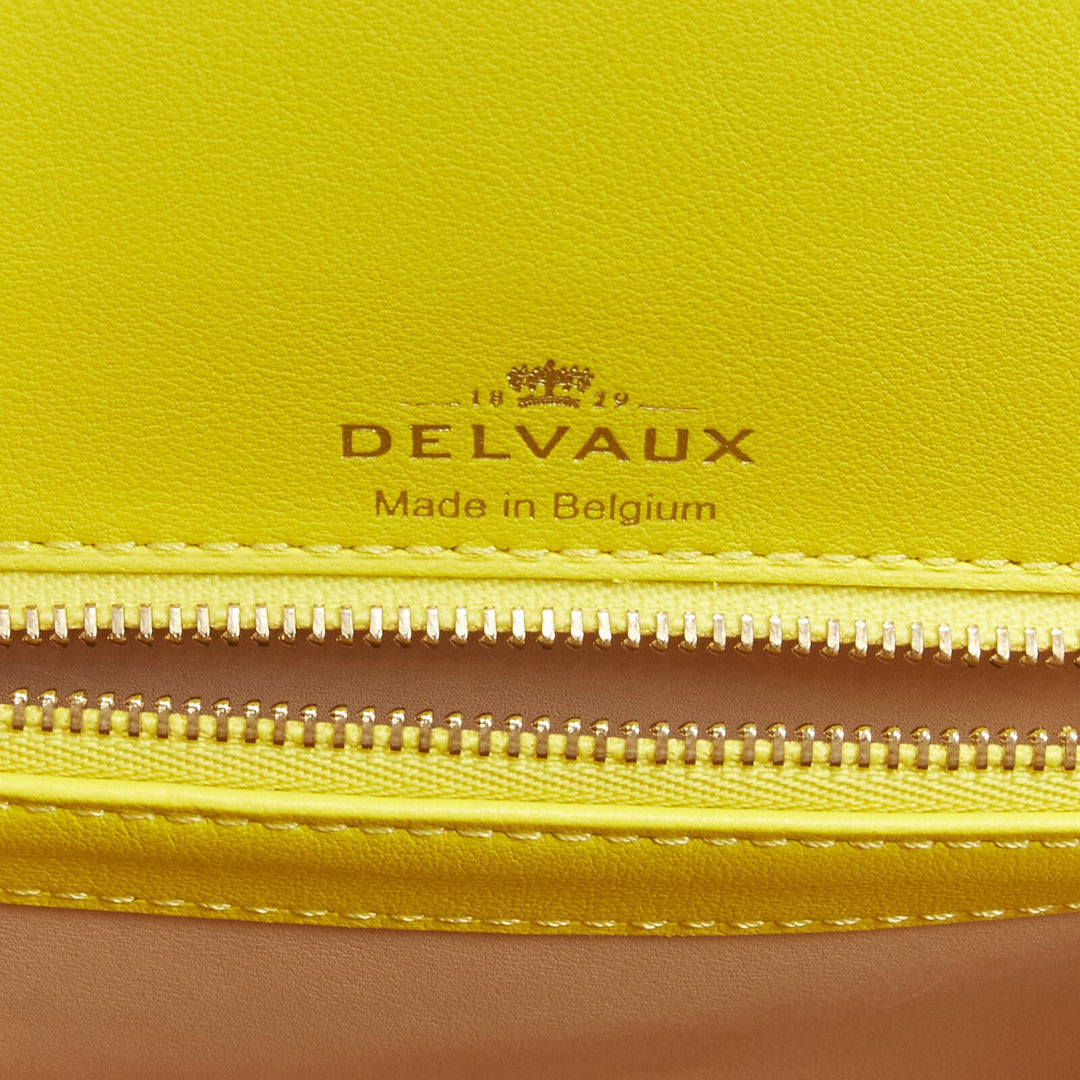 rare DELVAUX Brilliant PM Sunshine Citron yellow scaled leather crossbody bag