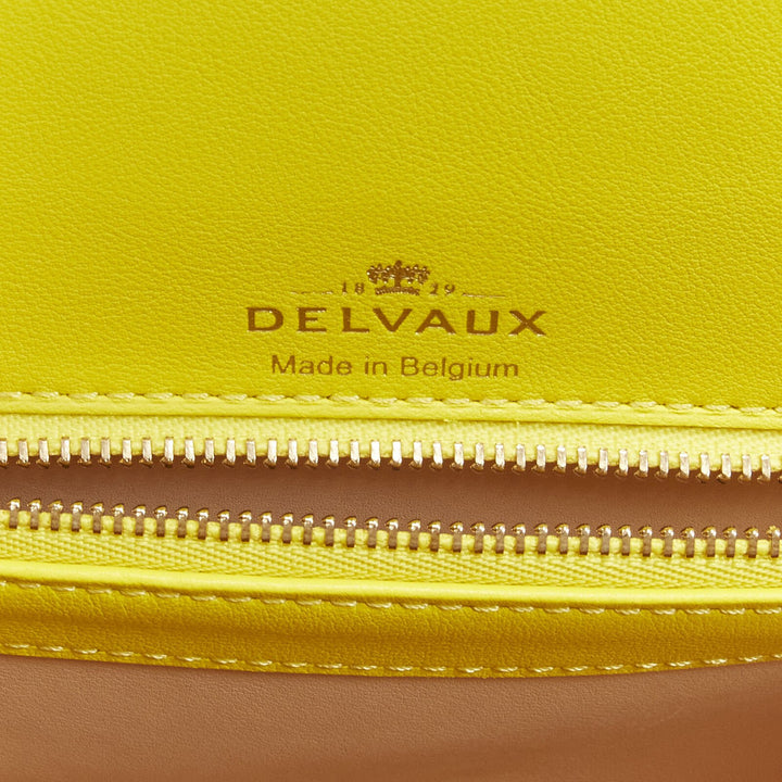 rare DELVAUX Brilliant PM Sunshine Citron yellow scaled leather crossbody bag
