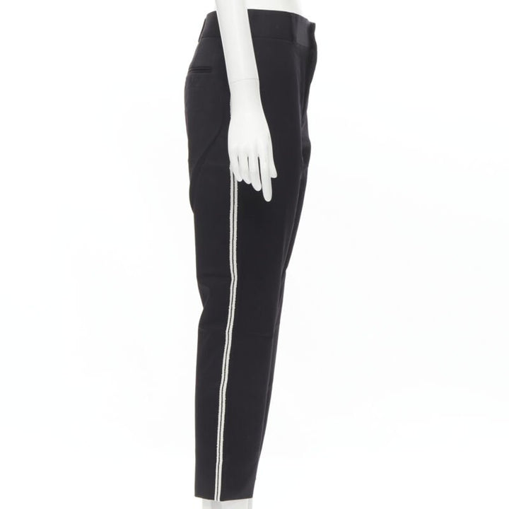 SAINT LAURENT white side braided trimming formal trousers S
