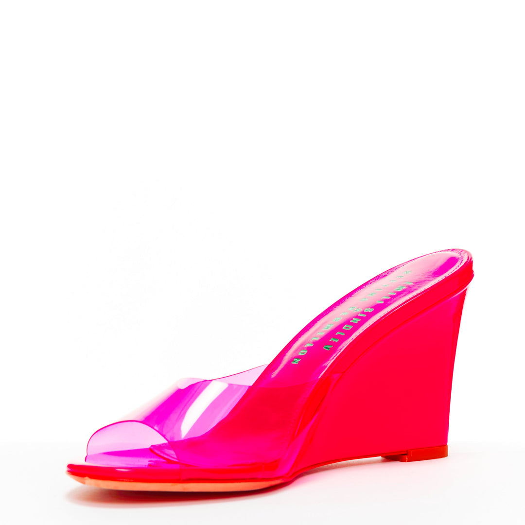 BETTINA VERMILLON Emili Sindlev Britney hot pink PVC wedge mules EU37.5