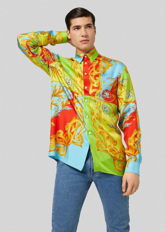 VERSACE 2020 Barocco Acanthus Pop Print Limited silk shirt EU38 XS