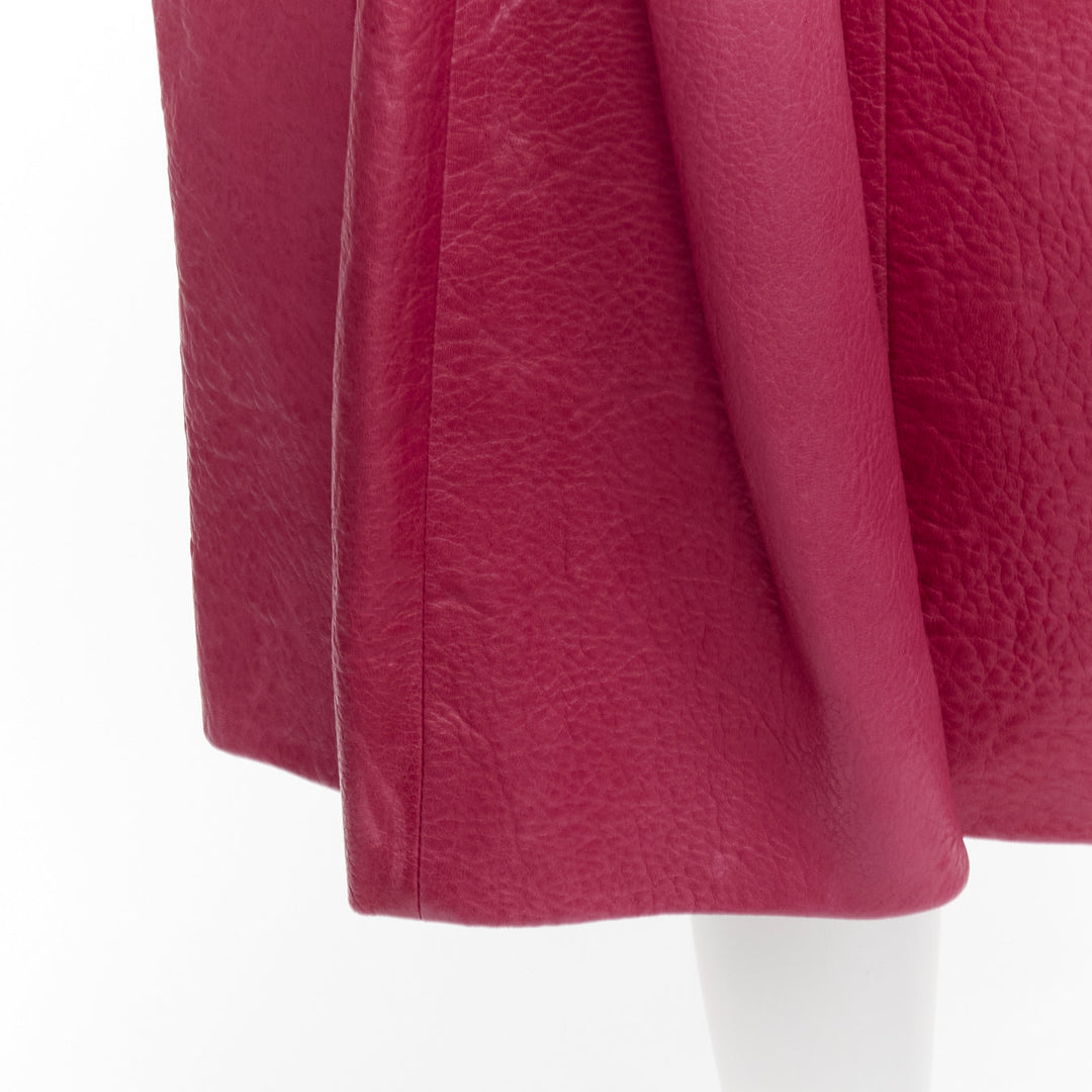 MIU MIU raspberry pink lambskin leather high waist panelled table skirt IT40 S