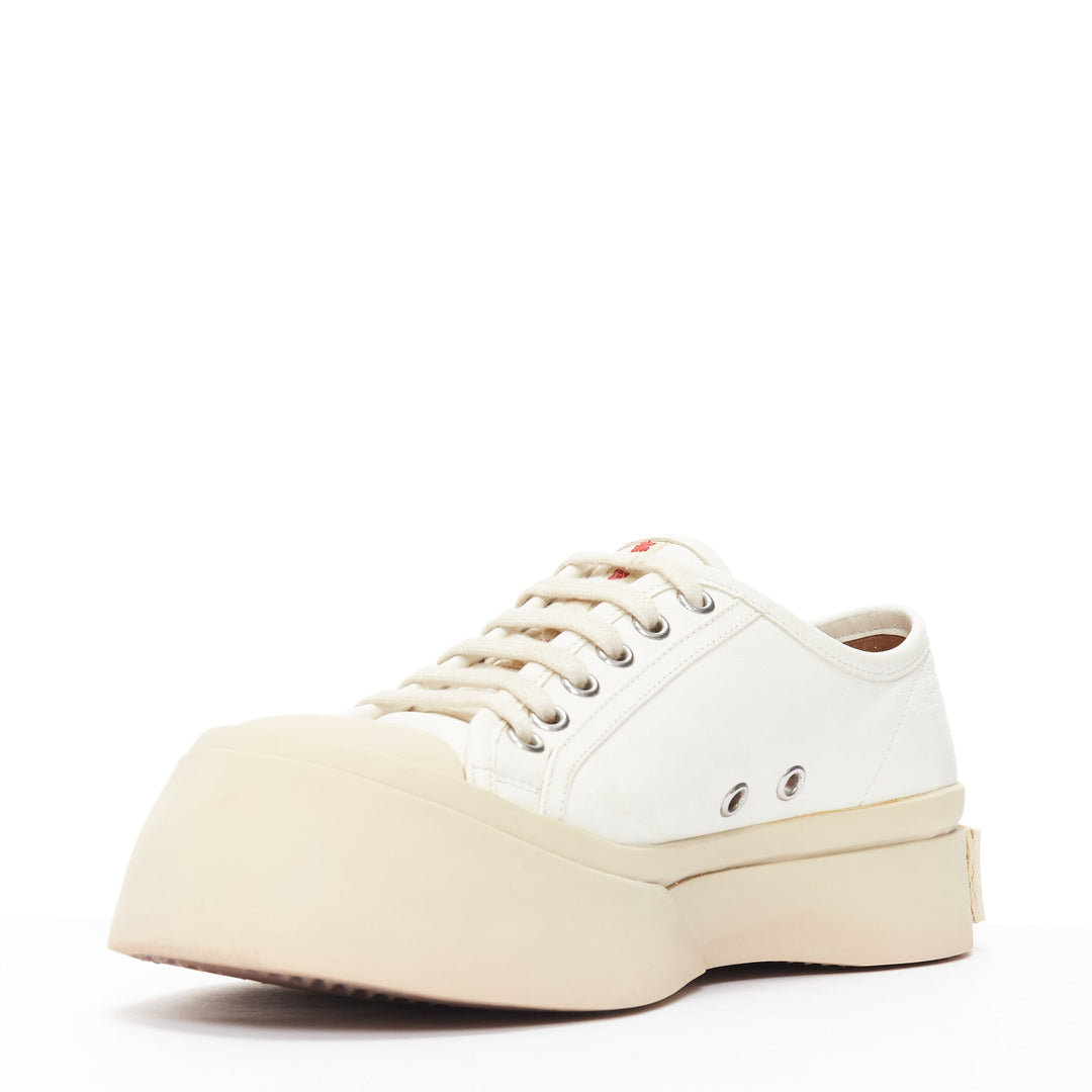 MARNI Pablo white leather chunky wide toe lace up low top sneakers EU36