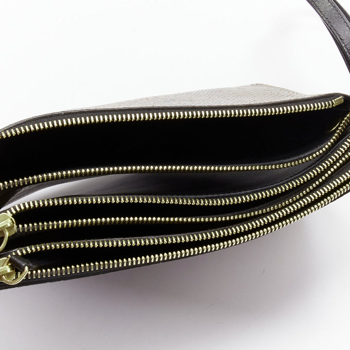 OLD CELINE Small Trio brown scaled leather detachable shoulder pouch bag