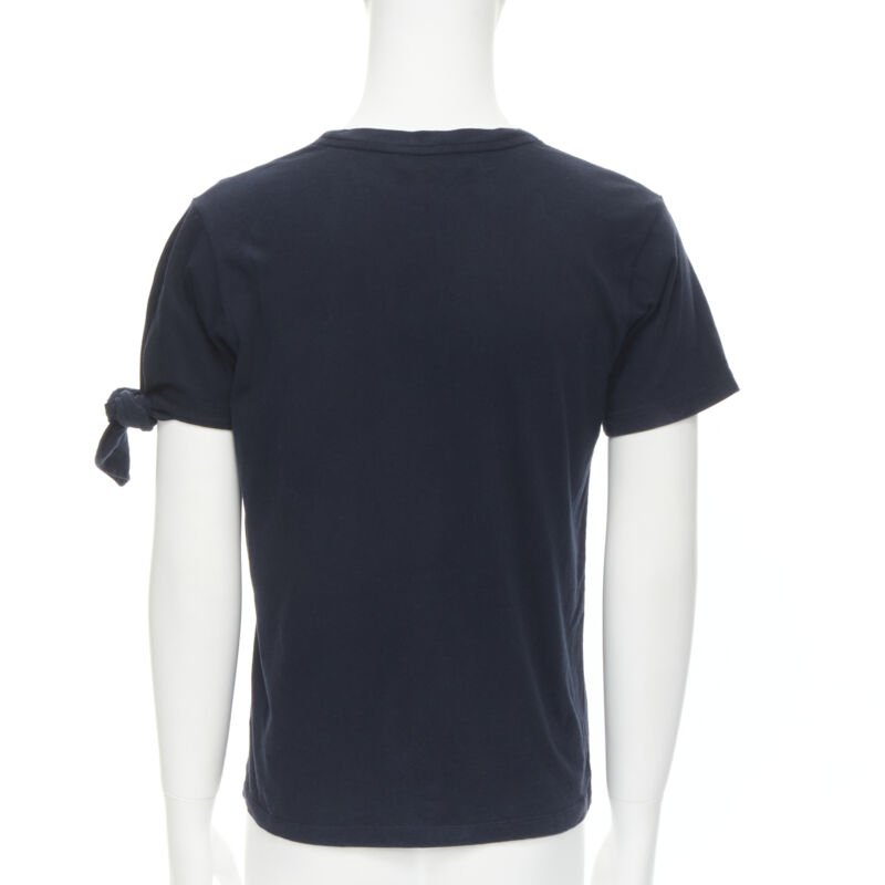 JW ANDERSON JWA logo embroidered navy blue cotton tie sleeve T-shirt S