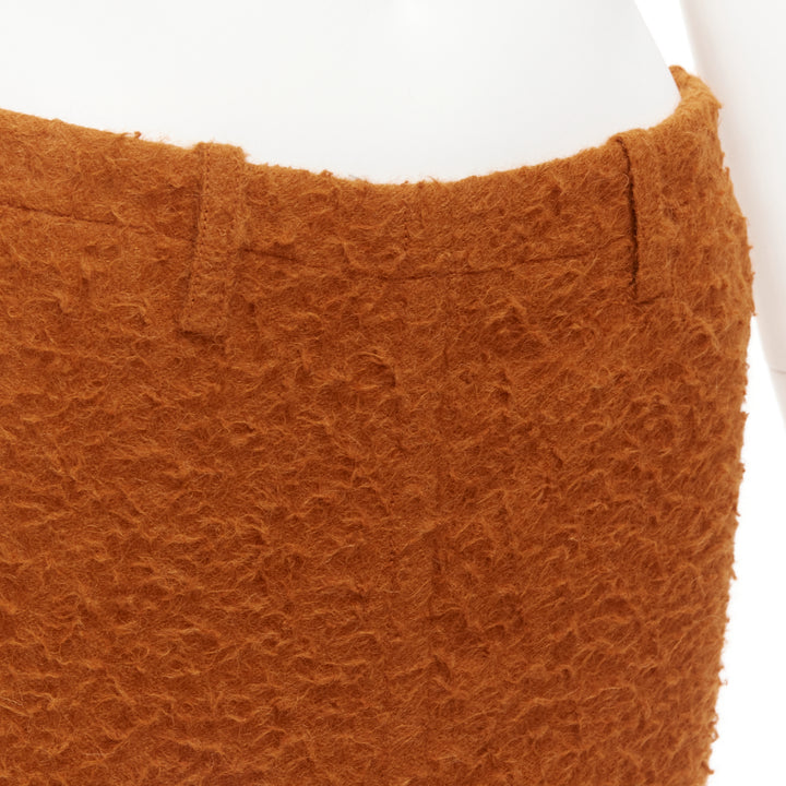 MARNI brown textured alpaca silk pocketed front slit pencil skirt IT38 XS