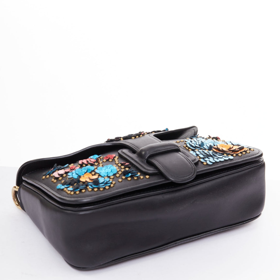 COACH RODARTE Courier multicolour floral applique leather chain crossbody bag