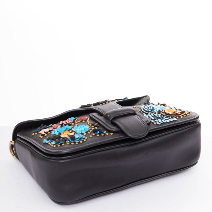 COACH RODARTE Courier multicolour floral applique leather chain crossbody bag